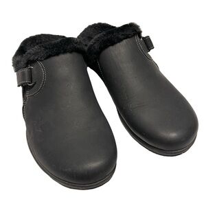 Collection By CLARKS Roseville Black Leather Clog Sz 9M